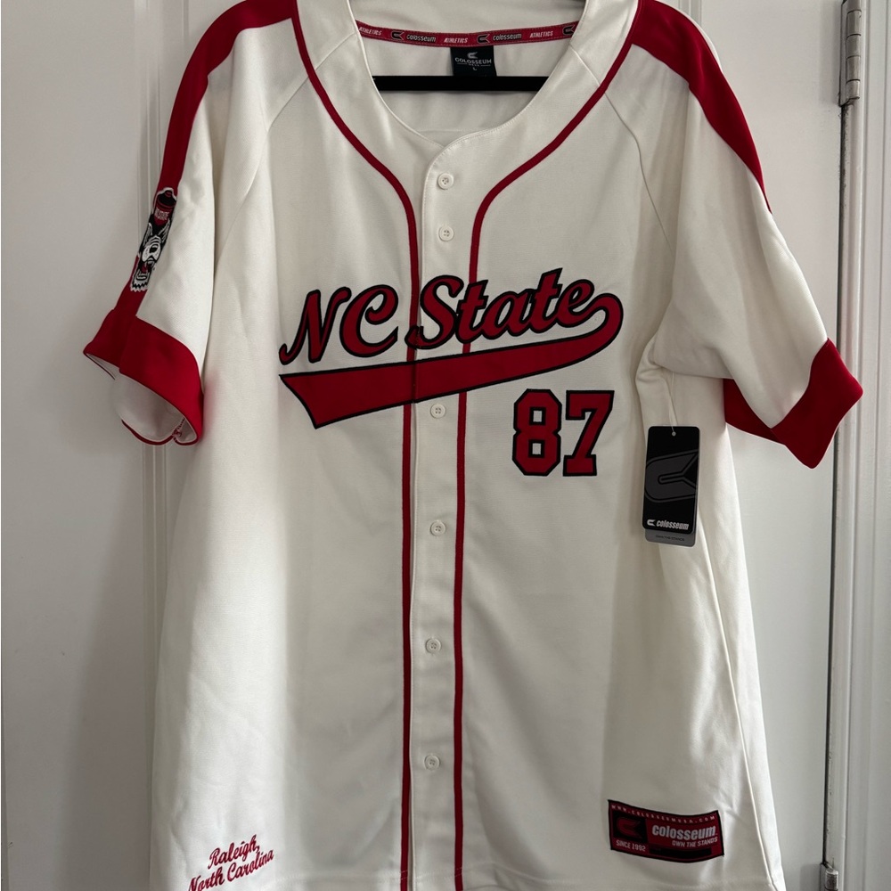 Colosseum White and Red NC State Wolfpack Men's Baseball Jersey